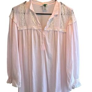 Juli of Slumbertogs Vintage Pink Lace Trim Nightgown Size S